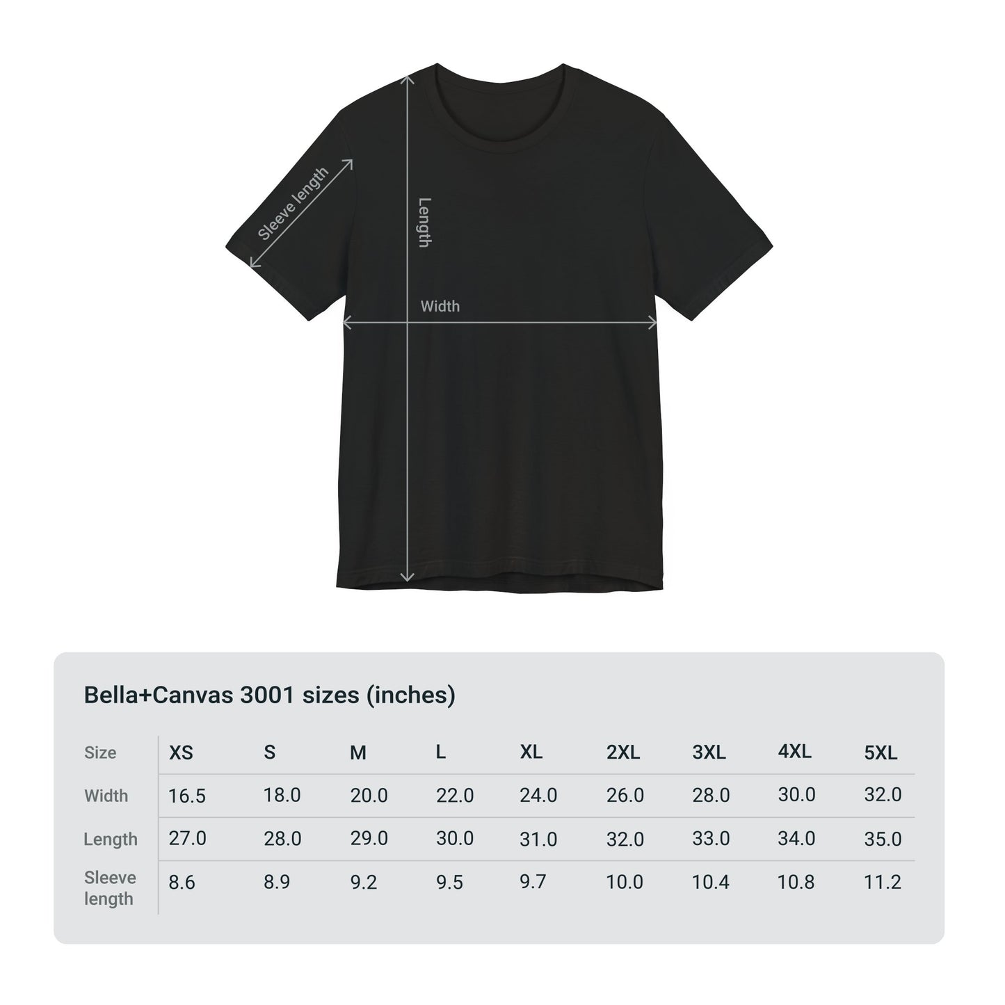 T Shirt Size Chart