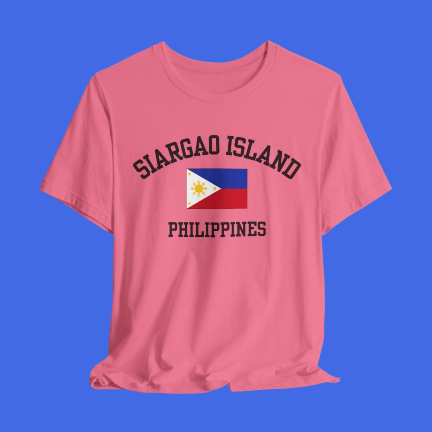 Siargao, Philippines logo t shirt - cherry pink